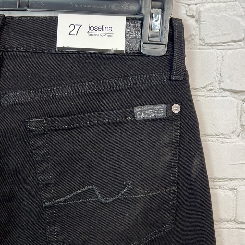 7 For All Mankind Black Josefina Skinny Boyfriend Jeans Size 27 - Picture 9 of 15